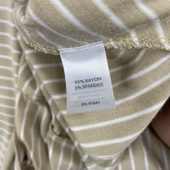 J Jill Midi Skirt XL Beige White Stripe Elastic Waist Pull On Stretch Asymmetric - Picture 3 of 7